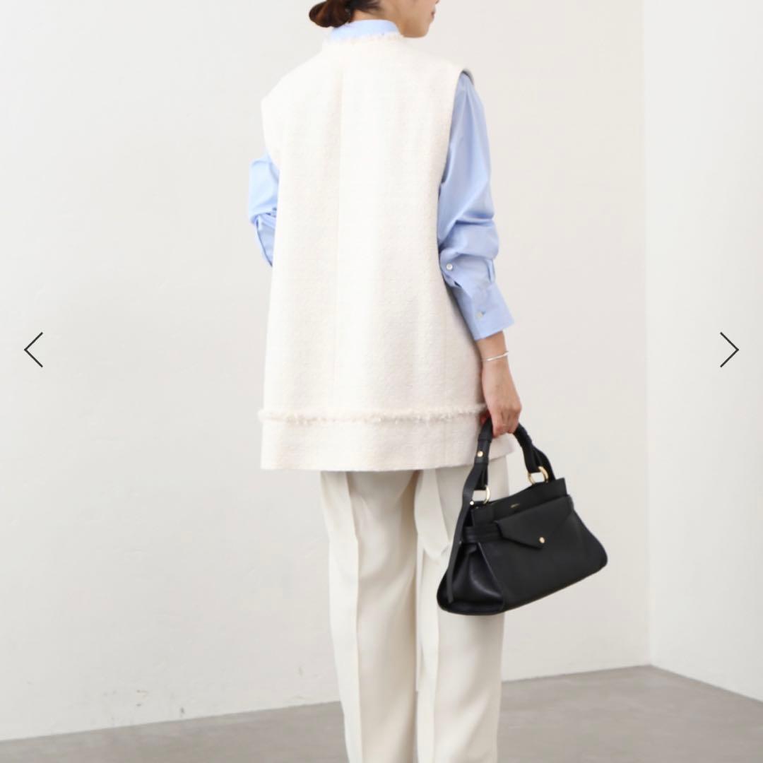 IENA イエナ　＆NAVY ドビーツイードジレ　24SS ロングジレ　白