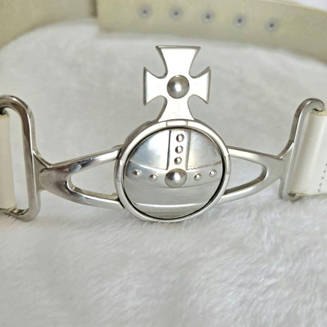 希少✨️ヴィヴィアンウエストウッド　ベルト　ビッグオーブ　レザー　ホワイト