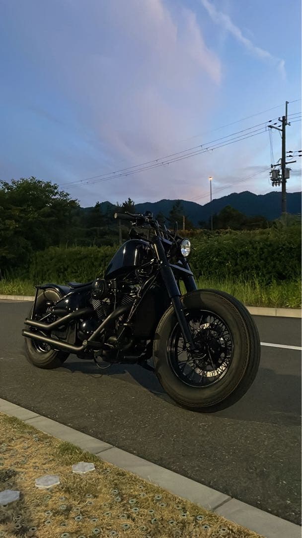 バルカン400クラシック　スラッシュカットマフラー マットブラック