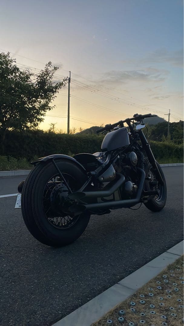 バルカン400クラシック　スラッシュカットマフラー マットブラック