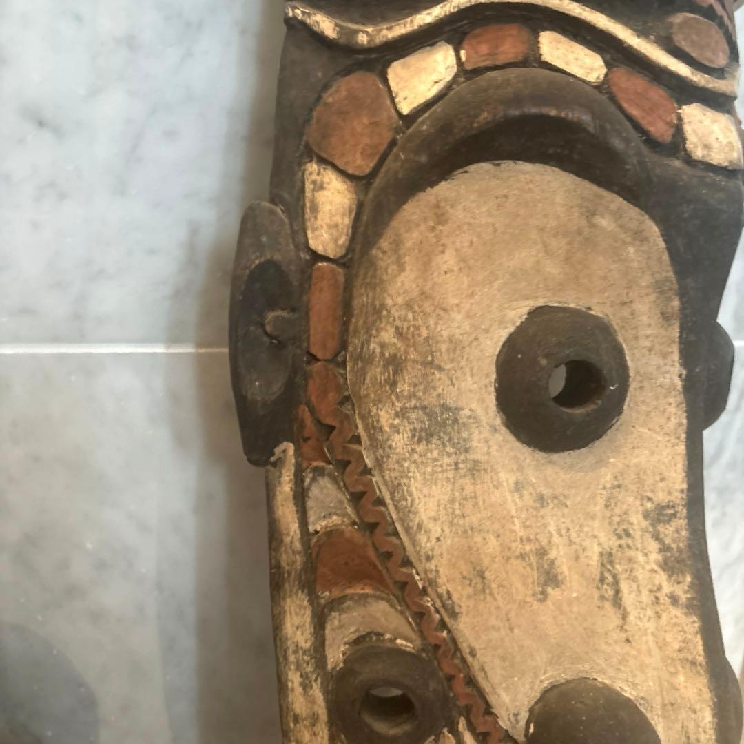 パプアニューギニア アンティーク存在感が半端ない木彫り特大、民藝の仮面アート