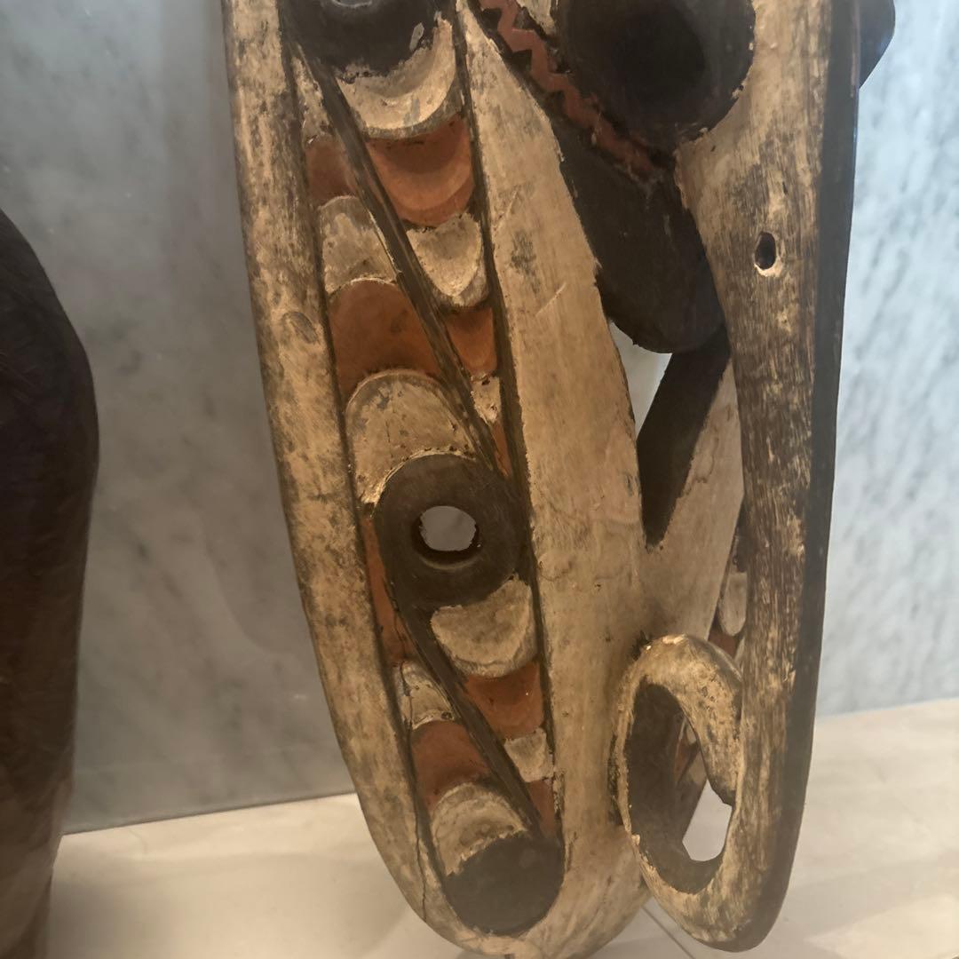 パプアニューギニア アンティーク存在感が半端ない木彫り特大、民藝の仮面アート