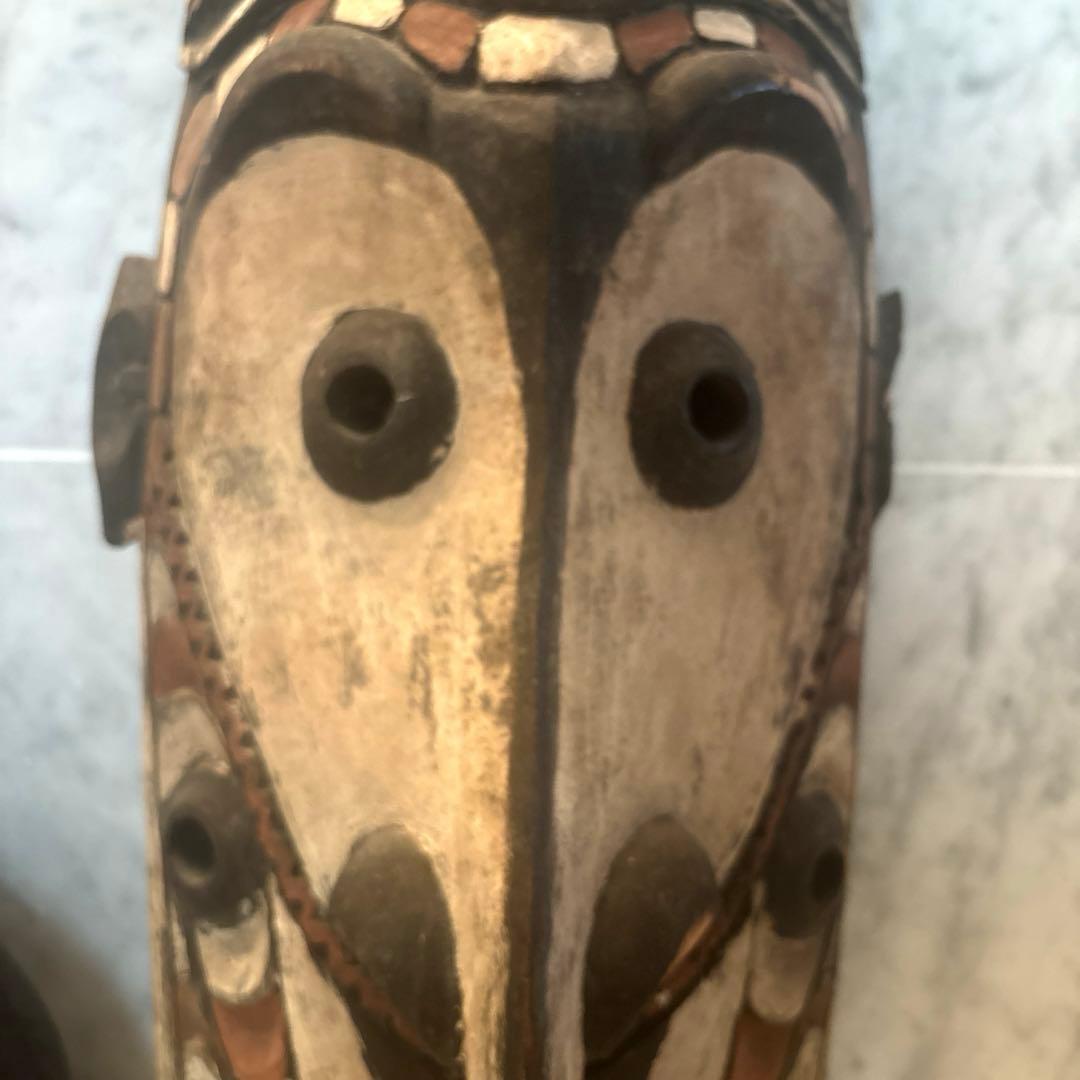 パプアニューギニア アンティーク存在感が半端ない木彫り特大、民藝の仮面アート