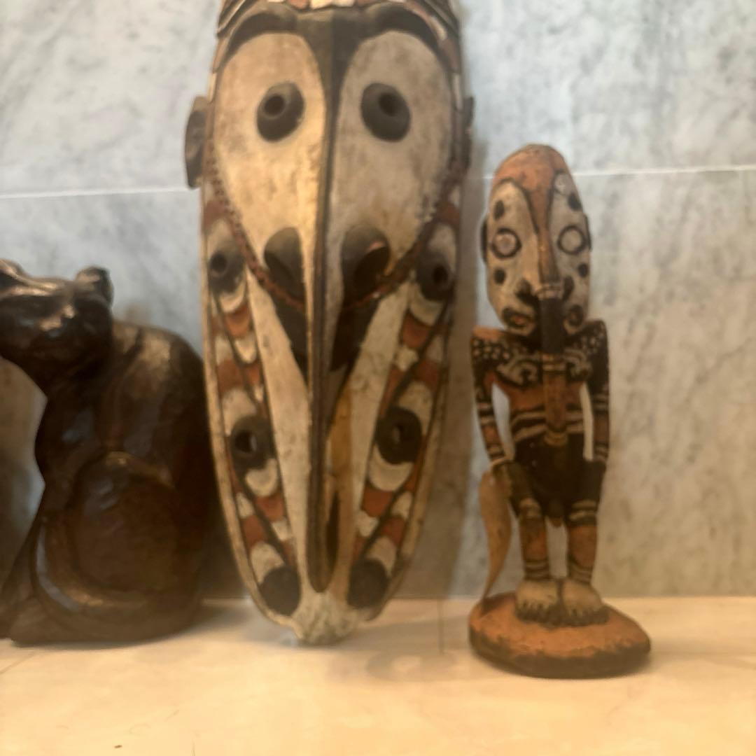 パプアニューギニア アンティーク存在感が半端ない木彫り特大、民藝の仮面アート
