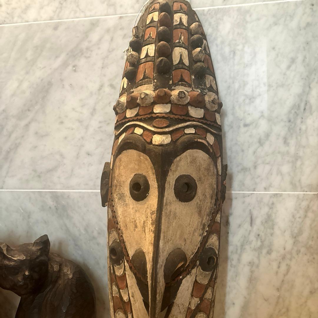 パプアニューギニア アンティーク存在感が半端ない木彫り特大、民藝の仮面アート