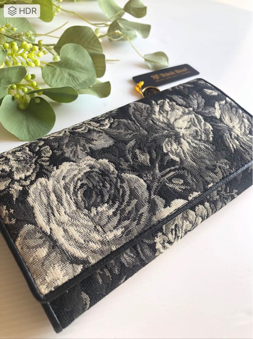 新品シンクビーThink Bee!　ノクターンローズ薔薇　長財布 黒系