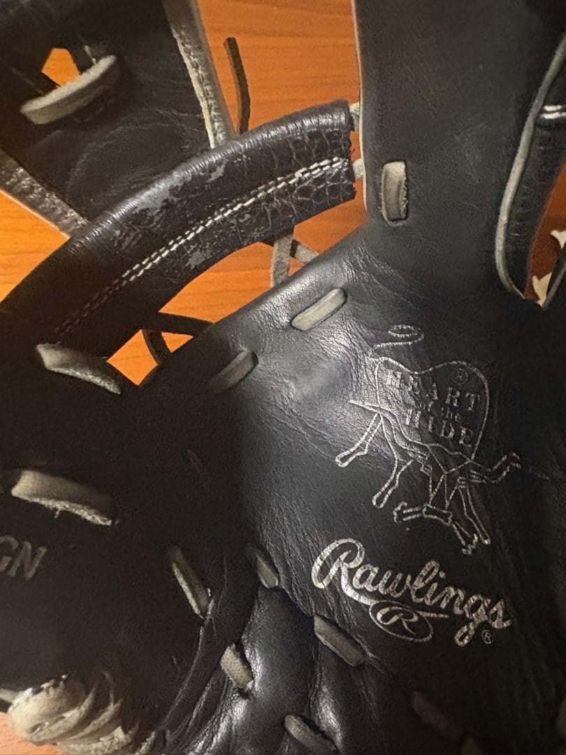 ローリングスHOH.内野用.黒.シルバー.Hウェブ.クロコ型押し