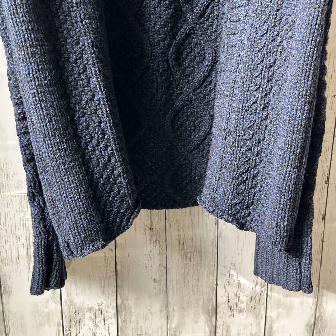 サンシー【3】フィッシャーマンニットセーター【ネイビー】入手困難