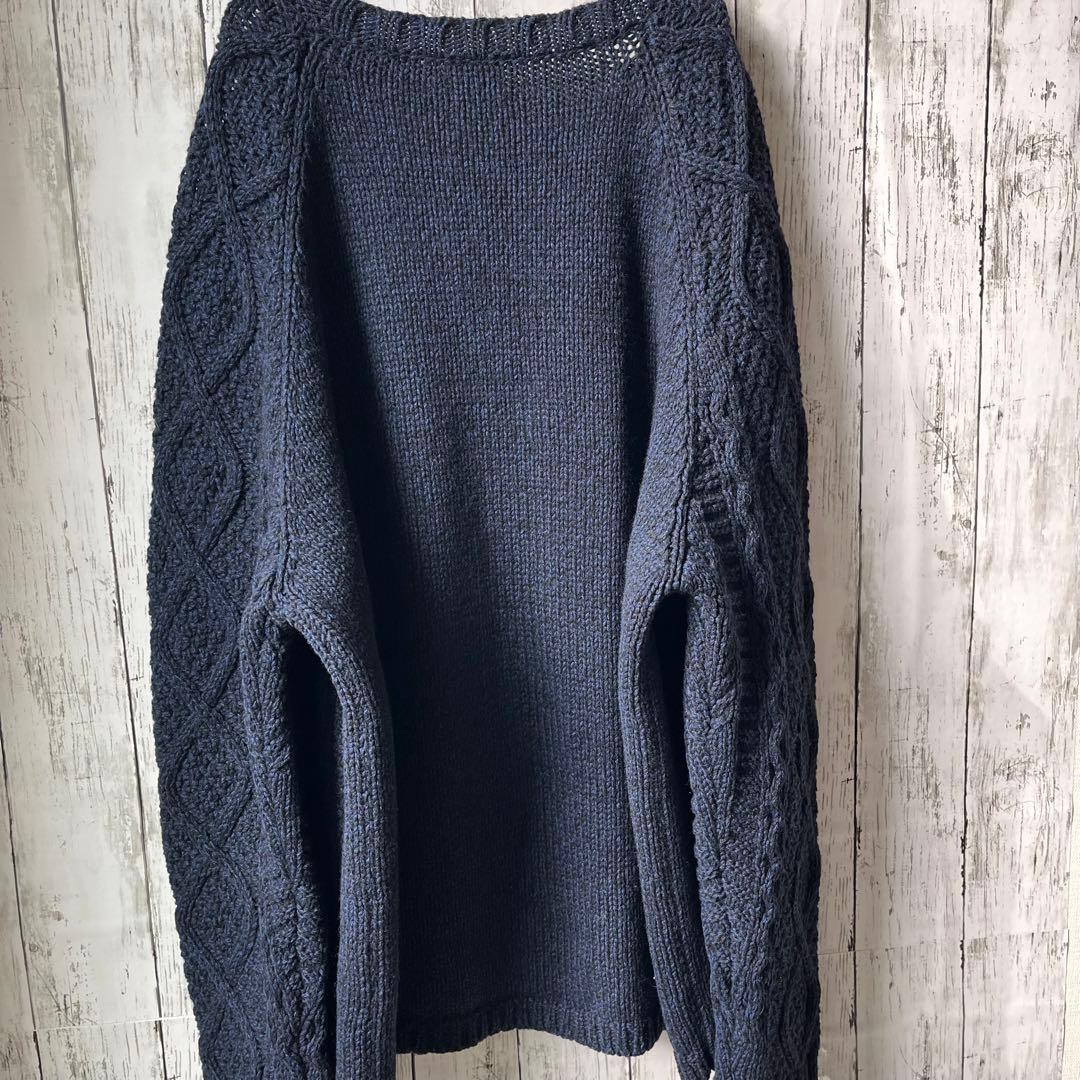 サンシー【3】フィッシャーマンニットセーター【ネイビー】入手困難