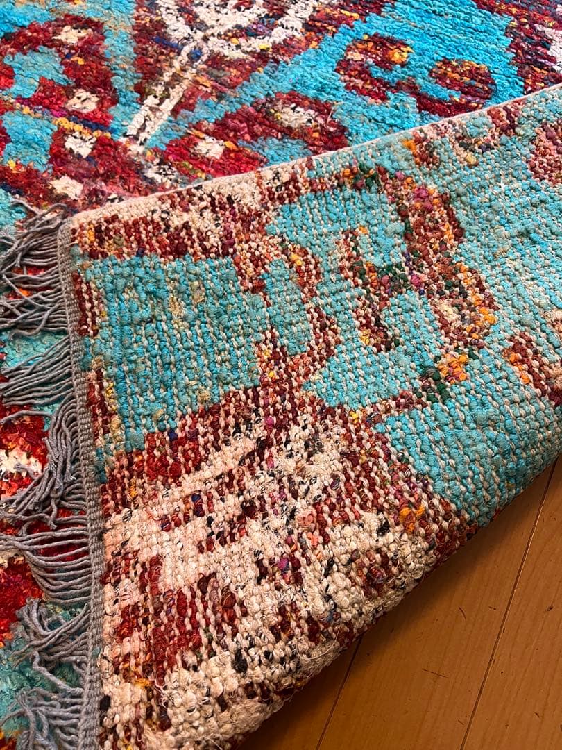 SALE【新品未使用】アスプルンド　ターコイズ 花柄 ラグ 約140x200cm