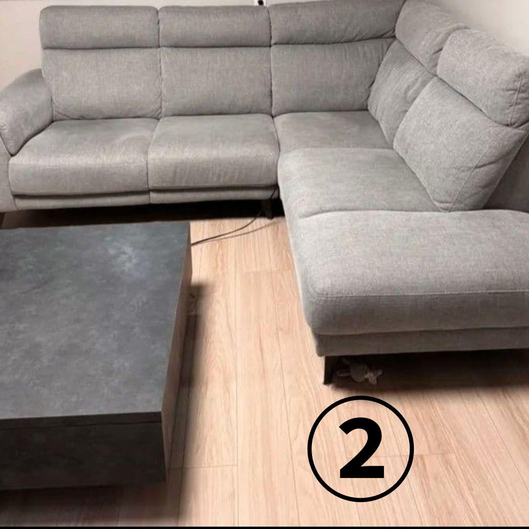 ニトリ　コーナーソファ　布貼り　1162510 ライトグレー　②