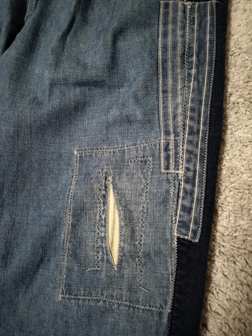 ブルーブルー/再構築ワイドテーパードデニムパンツ/インディゴ染め/SIZE 3