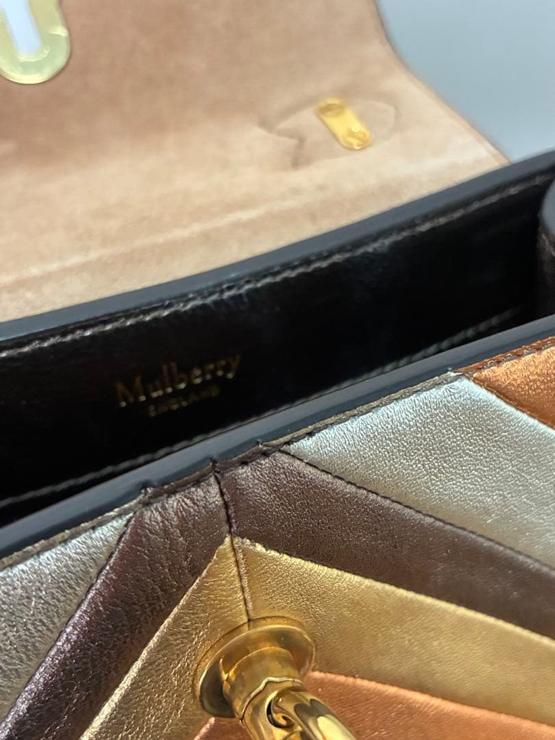 mulberry マイクロシートン レザーブロンズ 2WAY ハンドバッグ