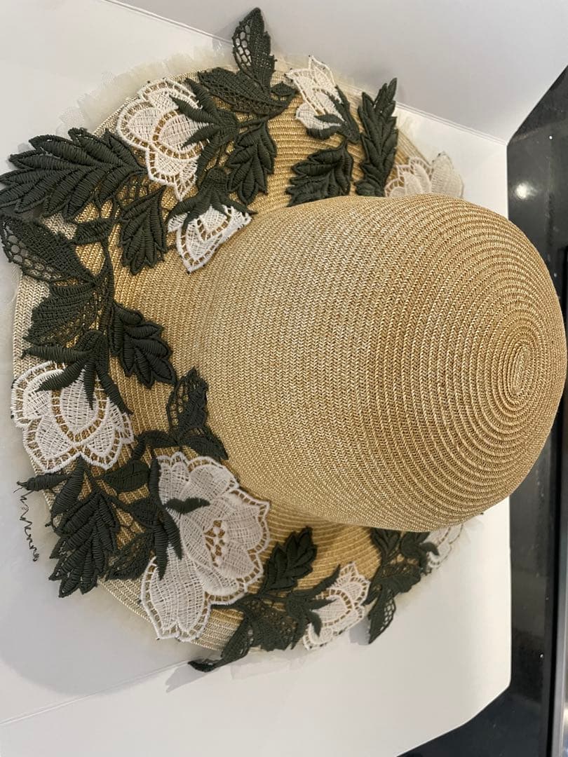 CA4LA 麦わら帽子 花柄レース付き