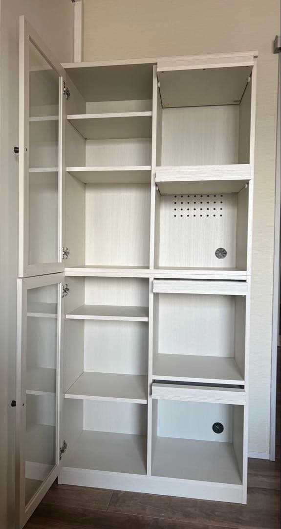 ニトリ　フラップ扉本棚　ホワイト