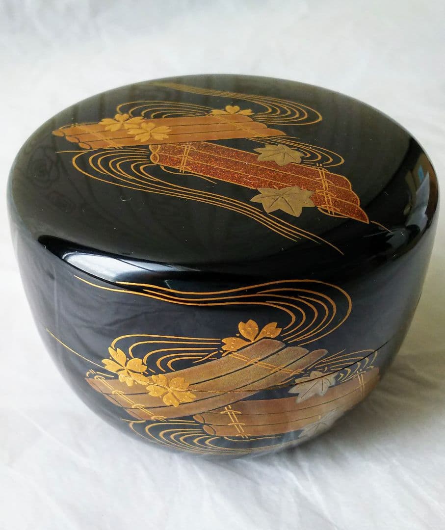 ●茶道具● 平棗 輪島塗 蒔絵花筏 （蒔絵師 今田北仙）