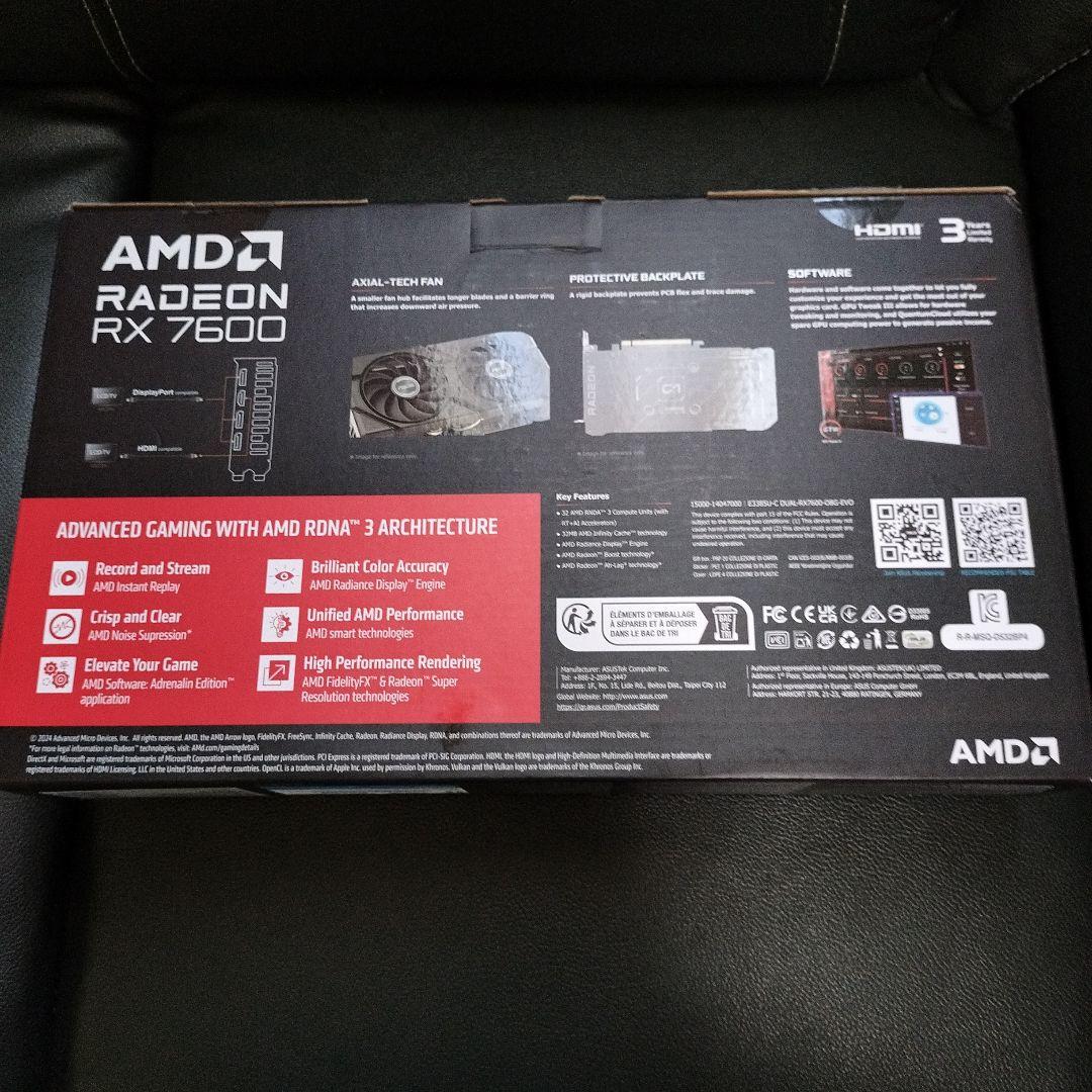 グラフィックボード・グラボ・ビデオカード ASUS Radeon RX 7600 8GB