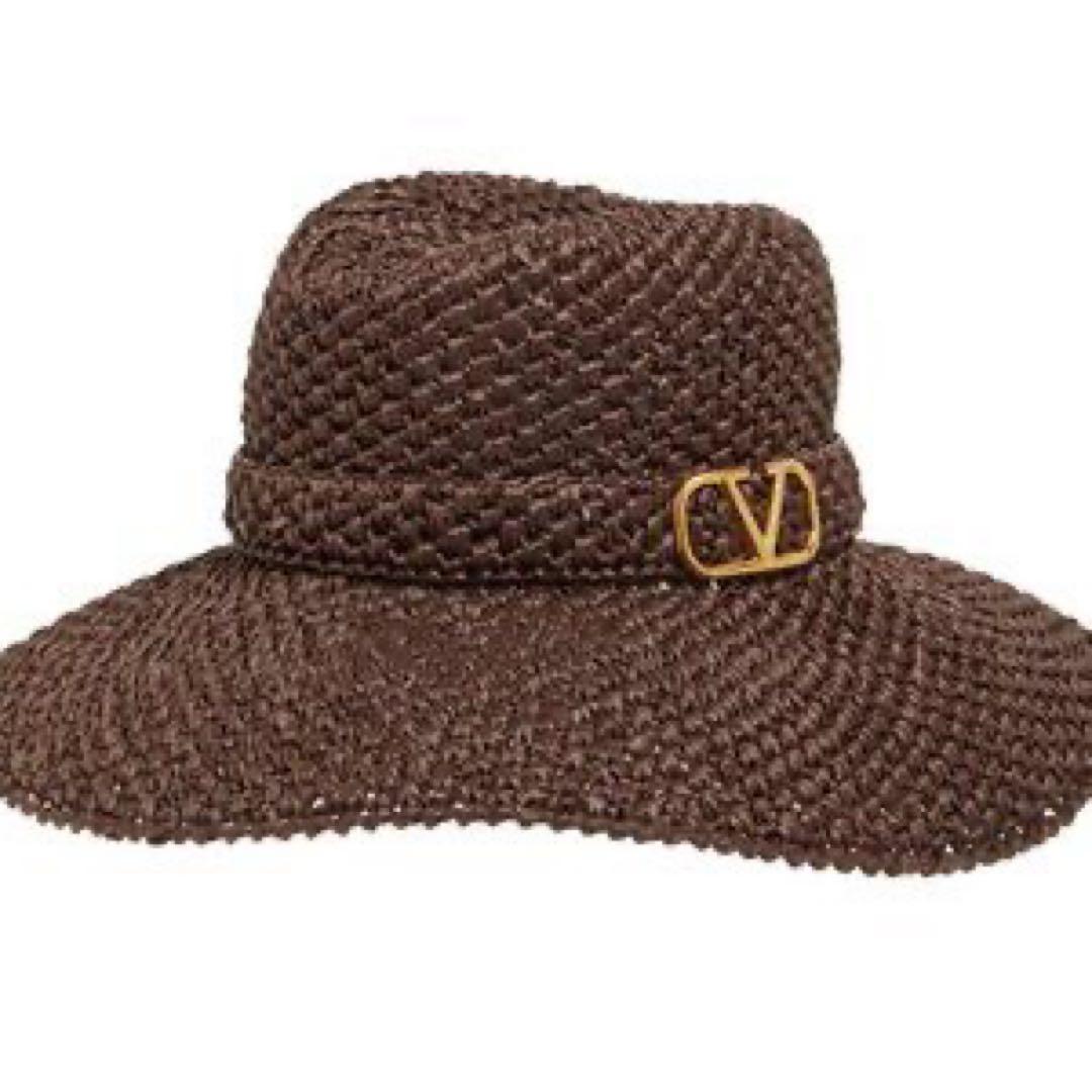 美品　VALENTINO ヴァレンティノ 帽子　ストロー　ハット　ロゴ