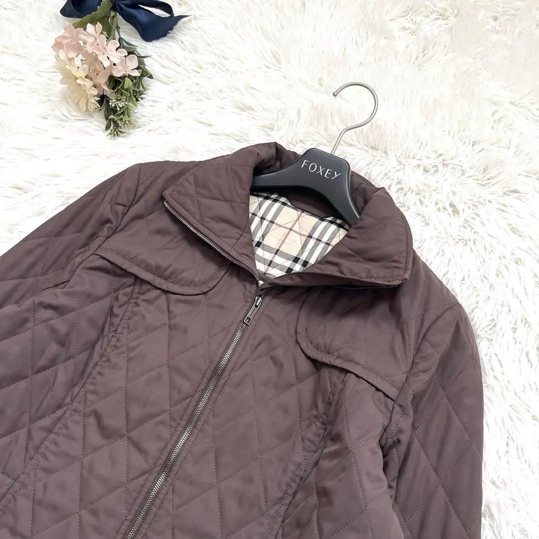 ノバチェック✨バーバリーロンドン キルティングジャケットL ブラウン ロゴボタン