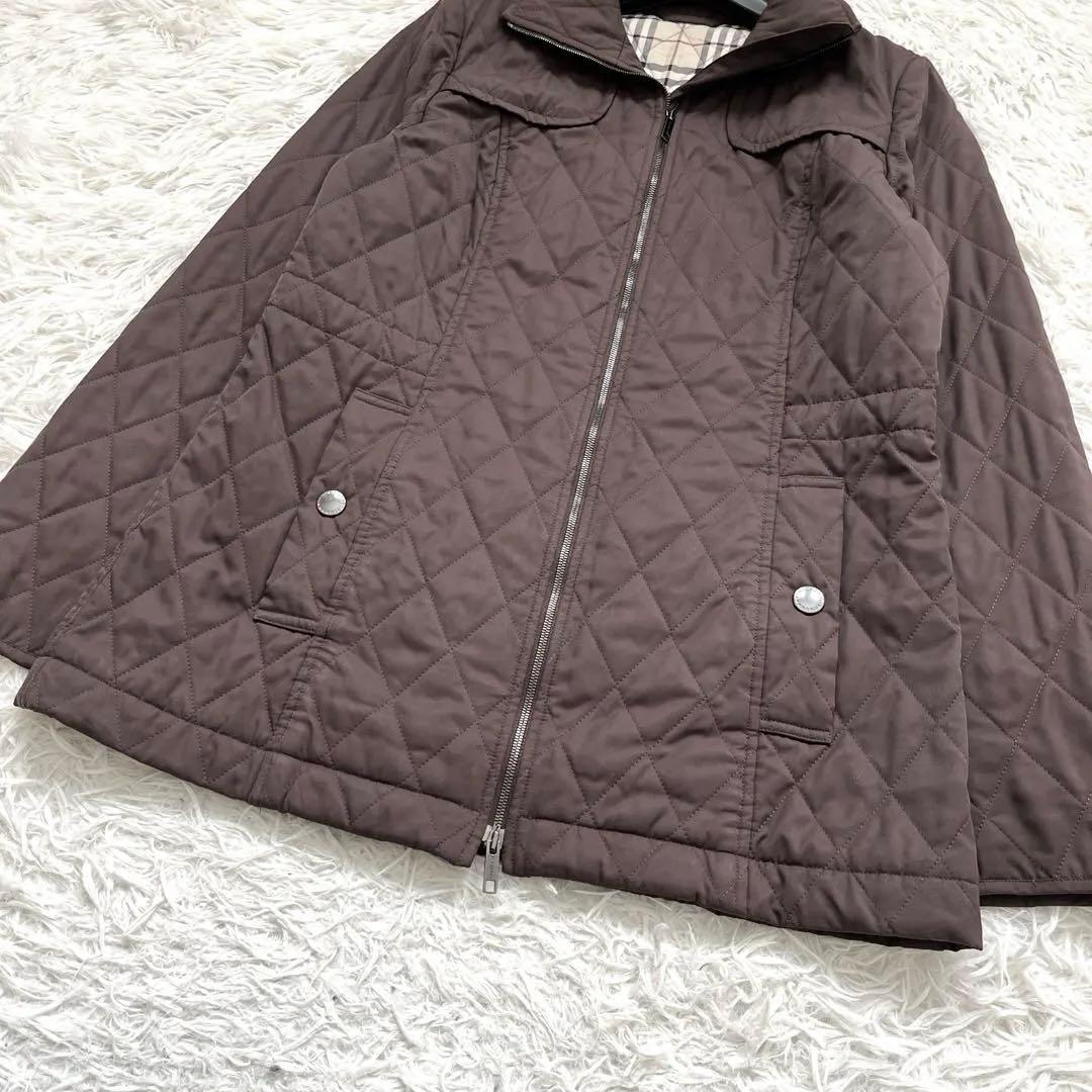 ノバチェック✨バーバリーロンドン キルティングジャケットL ブラウン ロゴボタン