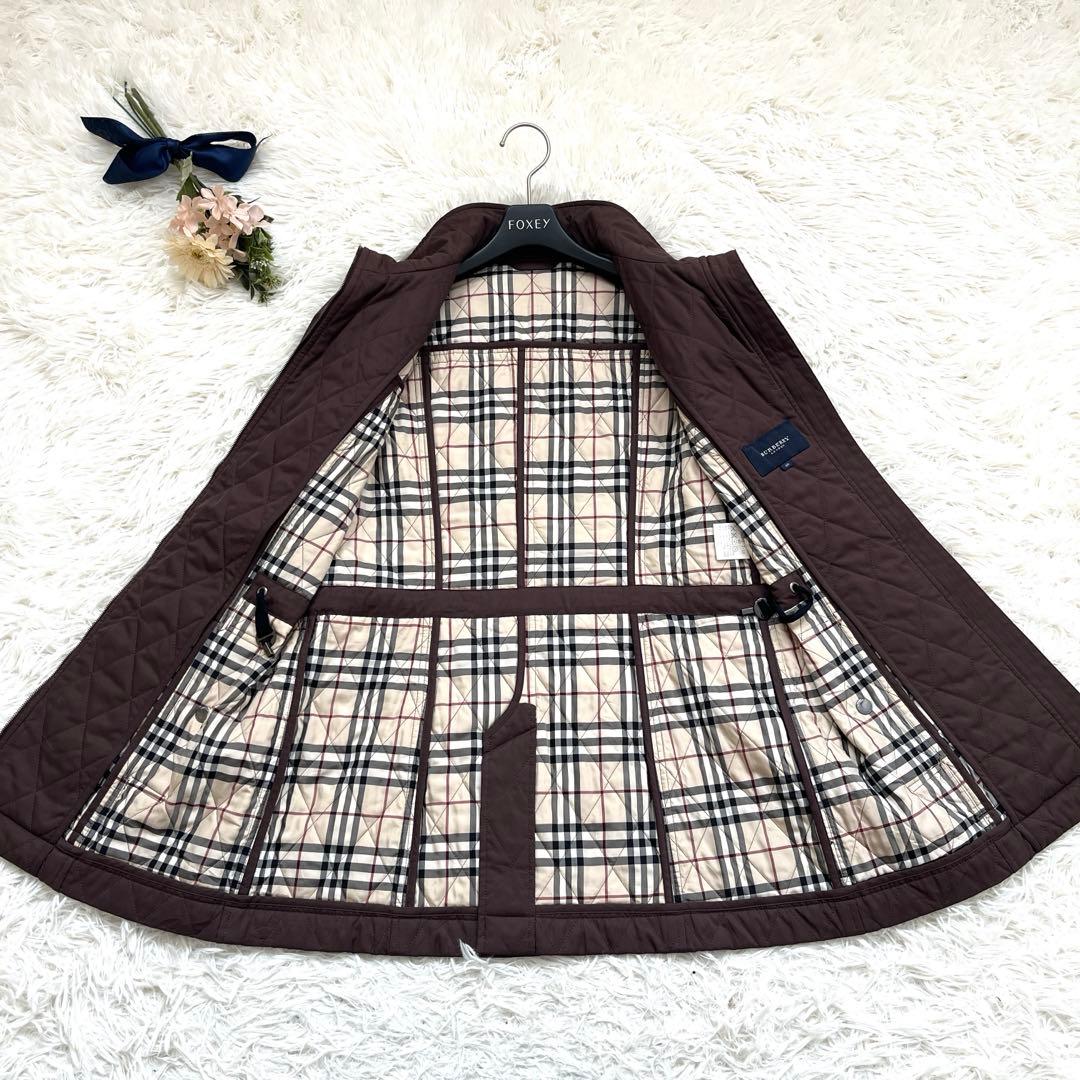 ノバチェック✨バーバリーロンドン キルティングジャケットL ブラウン ロゴボタン