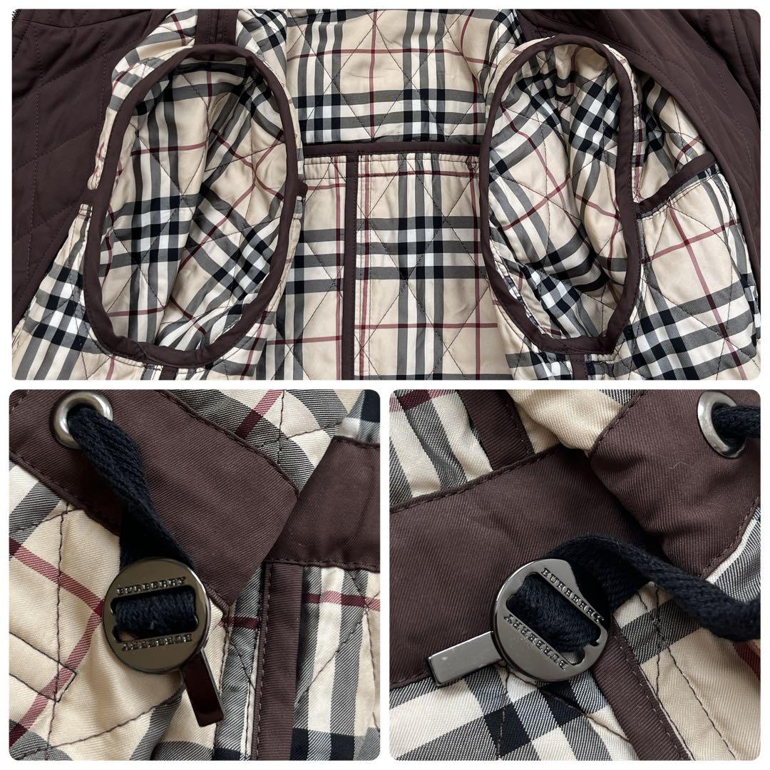 ノバチェック✨バーバリーロンドン キルティングジャケットL ブラウン ロゴボタン