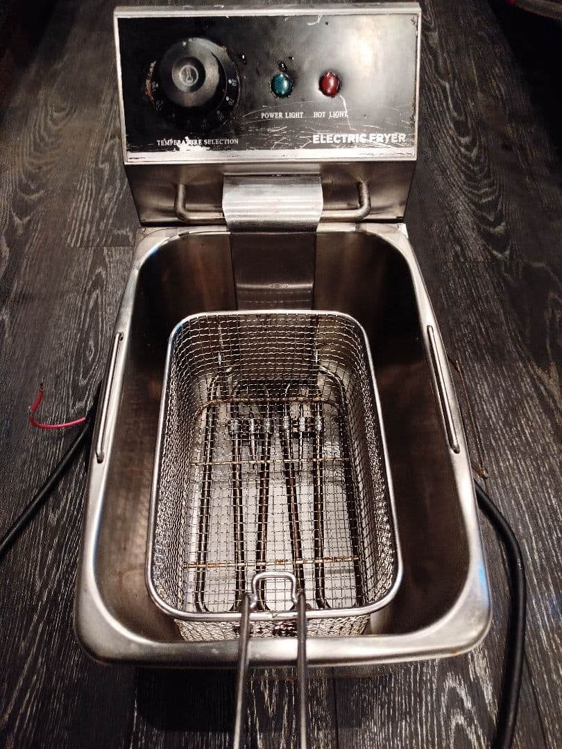 《中古》電気フライヤー ステンレス製 温度調整可能
