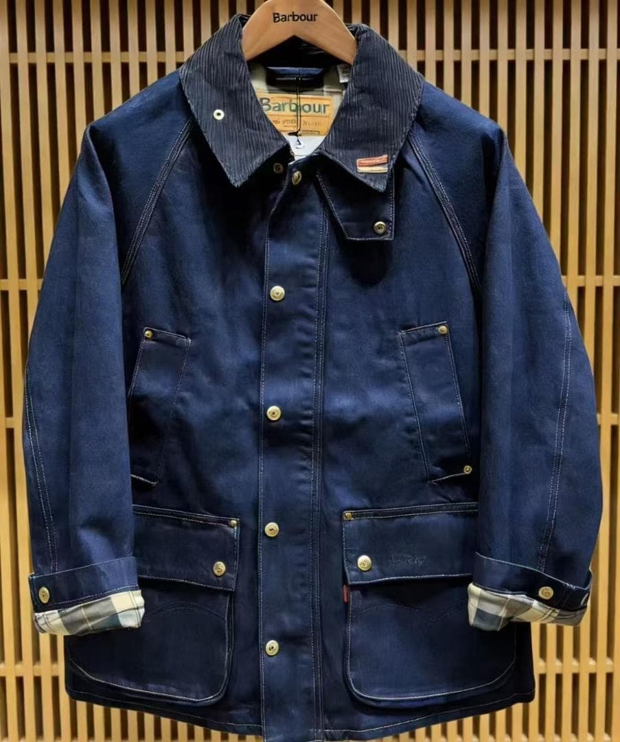 Barbour*Levi ネイビー デニム カバーオール M