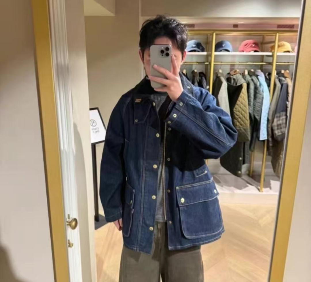 Barbour*Levi ネイビー デニム カバーオール M