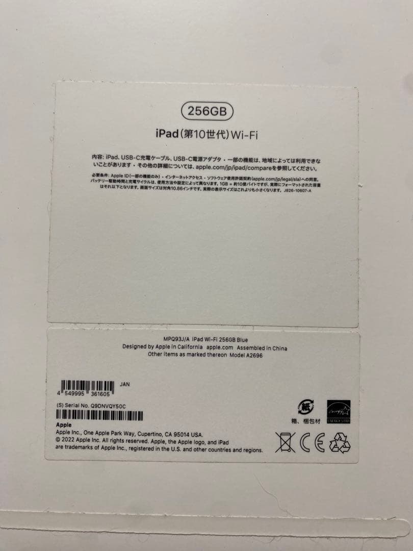 iPad第１０世代 ブルー　２５６GB Wi-Fiモデル