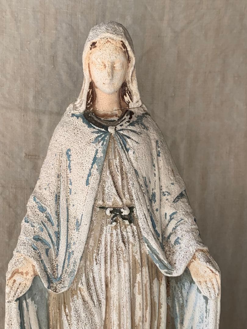 フランスアンティーク 聖母マリア 無限罪のマリア 不思議のメダイ 石膏像