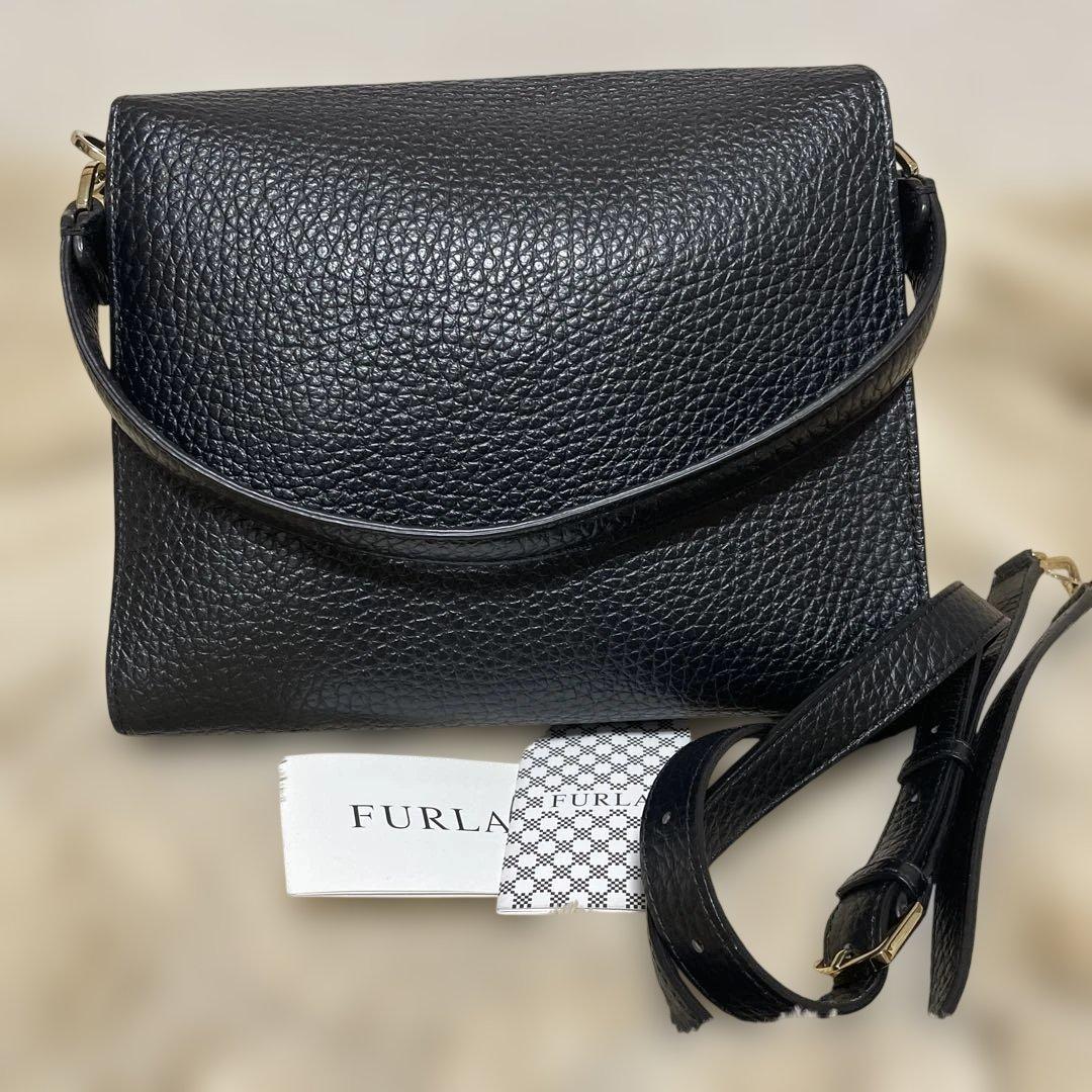 美品 FURLA フルラ ショルダーバッグ ブラック ゴールド金具 正規品