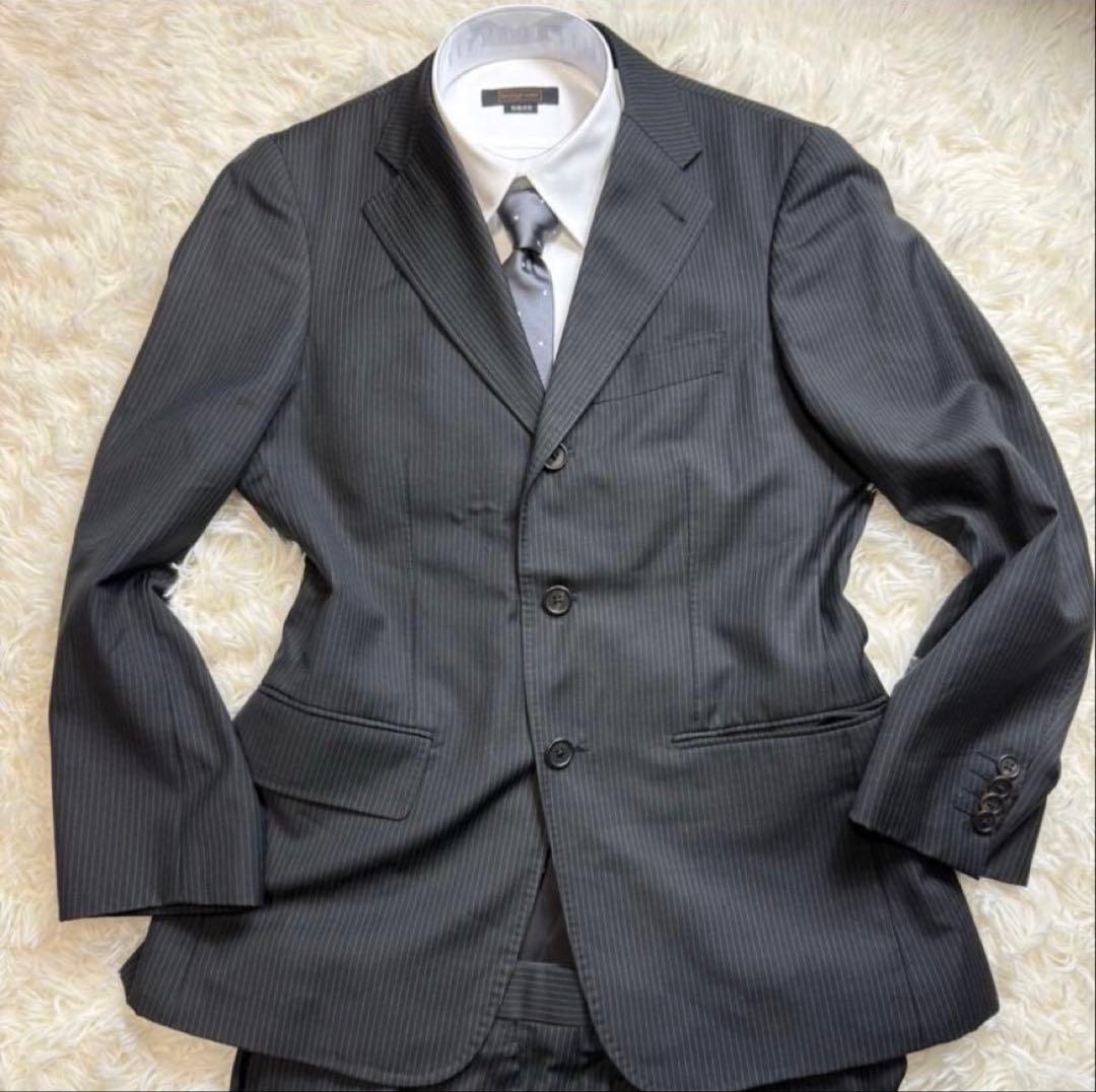 ポールスミス ダークグレー ストライプ ビジネススーツ