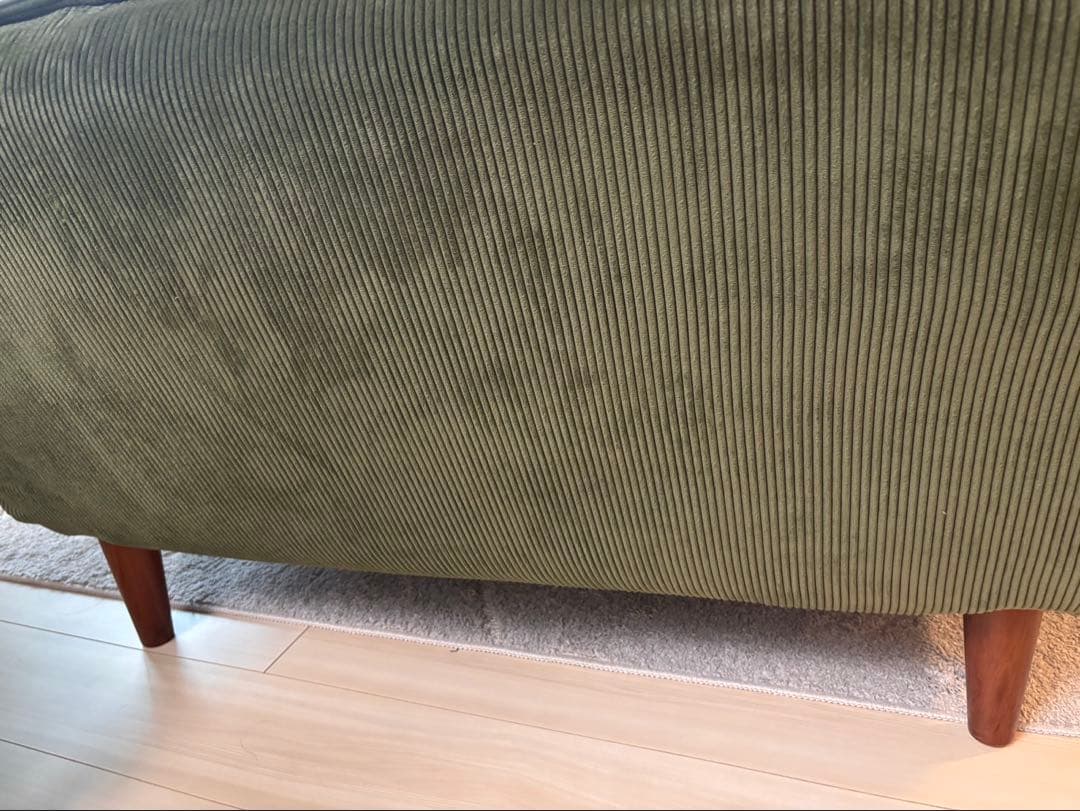 【chopper様用】コーデュロイ調ソファ 2人掛け／モスグリーン