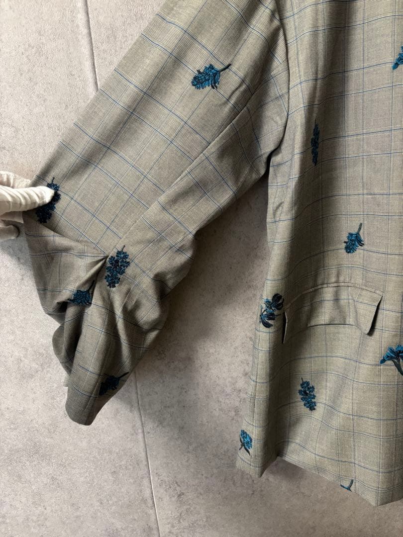 アメリ　AMERI 　チェックフラワーパパダブルジャケット