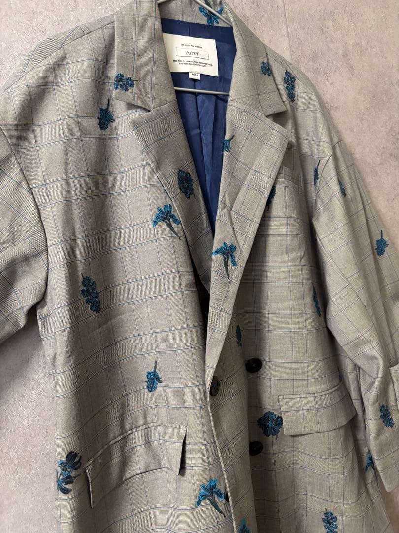 アメリ　AMERI 　チェックフラワーパパダブルジャケット