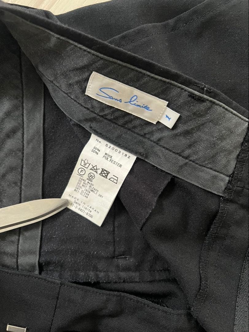 【名品】　sanslimite サンリミット　トロトラウザー　ブラック