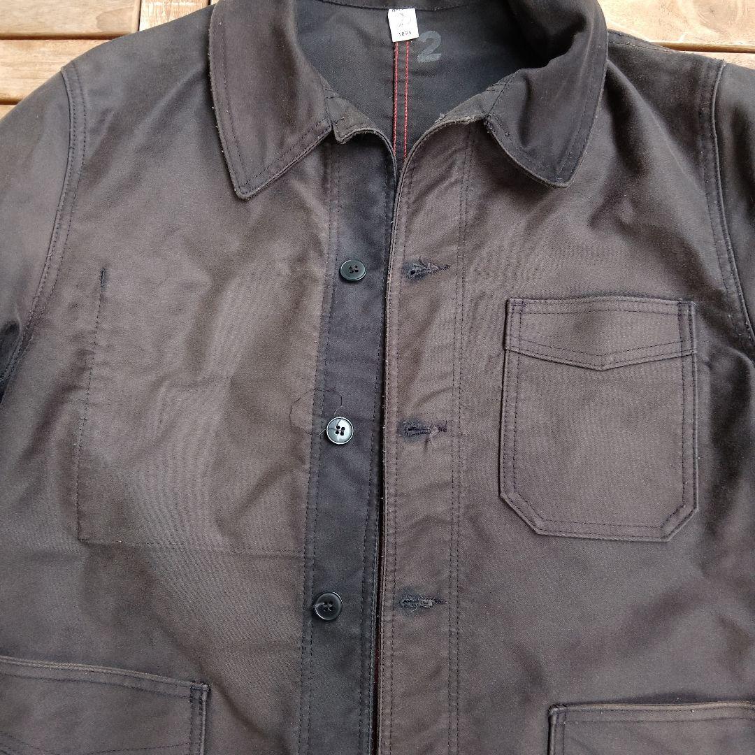 フランスメイドフレンチワーク ブラックモールスキン カバーオール GALLICE