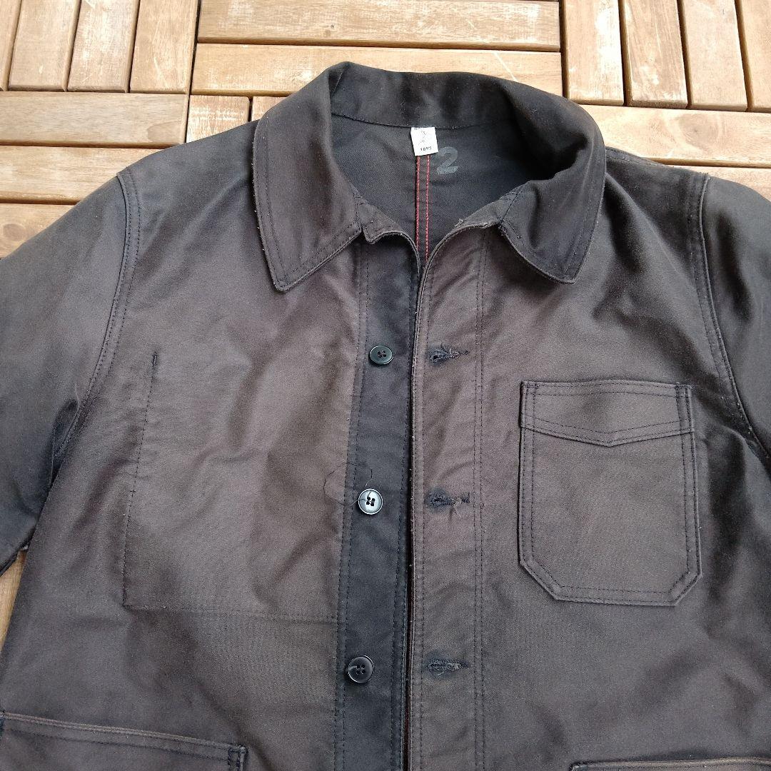 フランスメイドフレンチワーク ブラックモールスキン カバーオール GALLICE