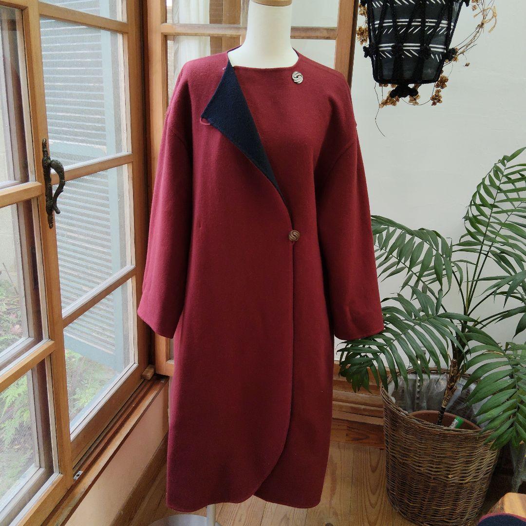 カシミヤ＆ウール　ダブルフェイス　リバーシブルコート　オーダーメイド　昭和レトロ