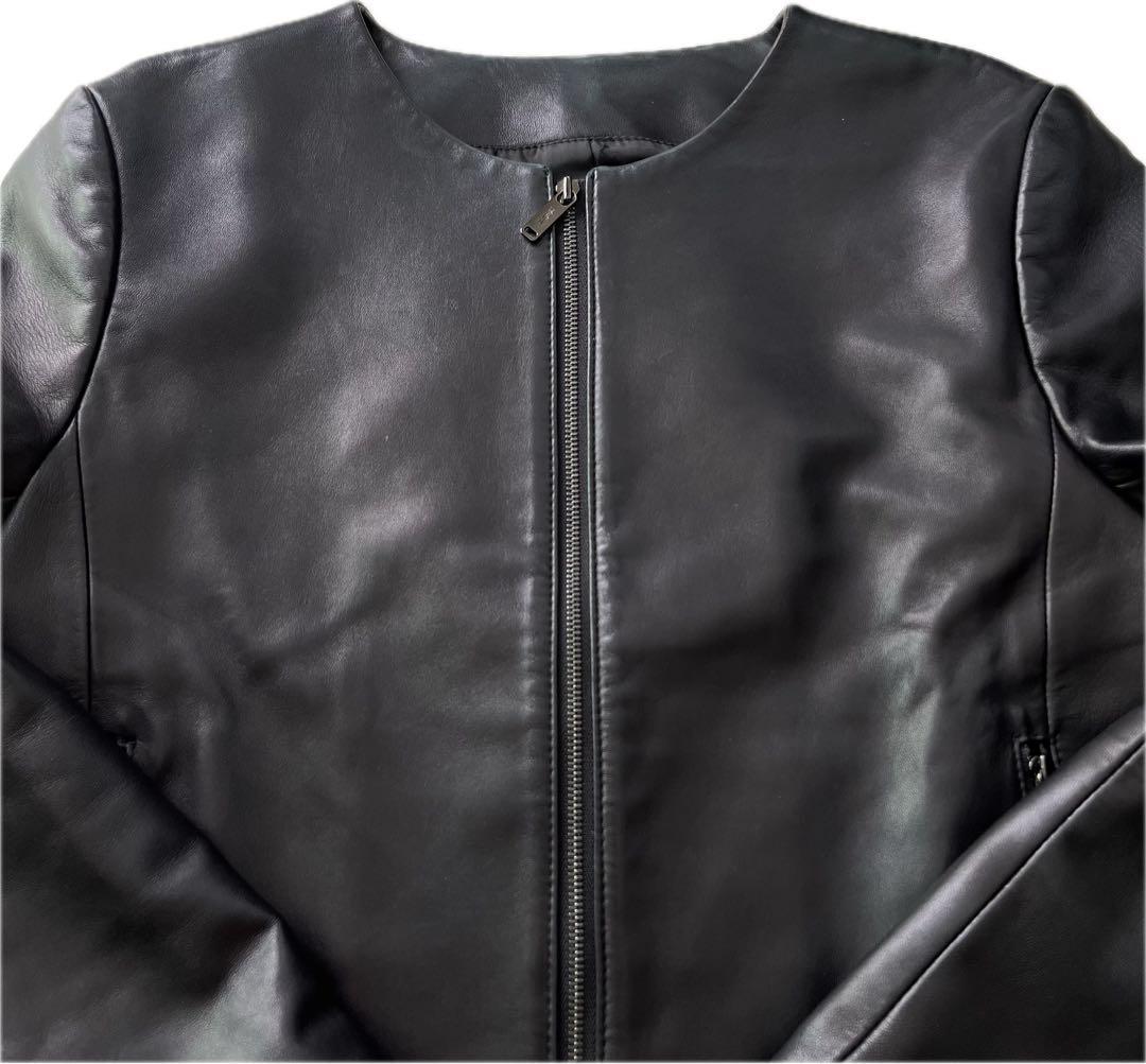 マッキントッシュロンドン 羊革　ノーカラー　ライダースジャケット 黒　38