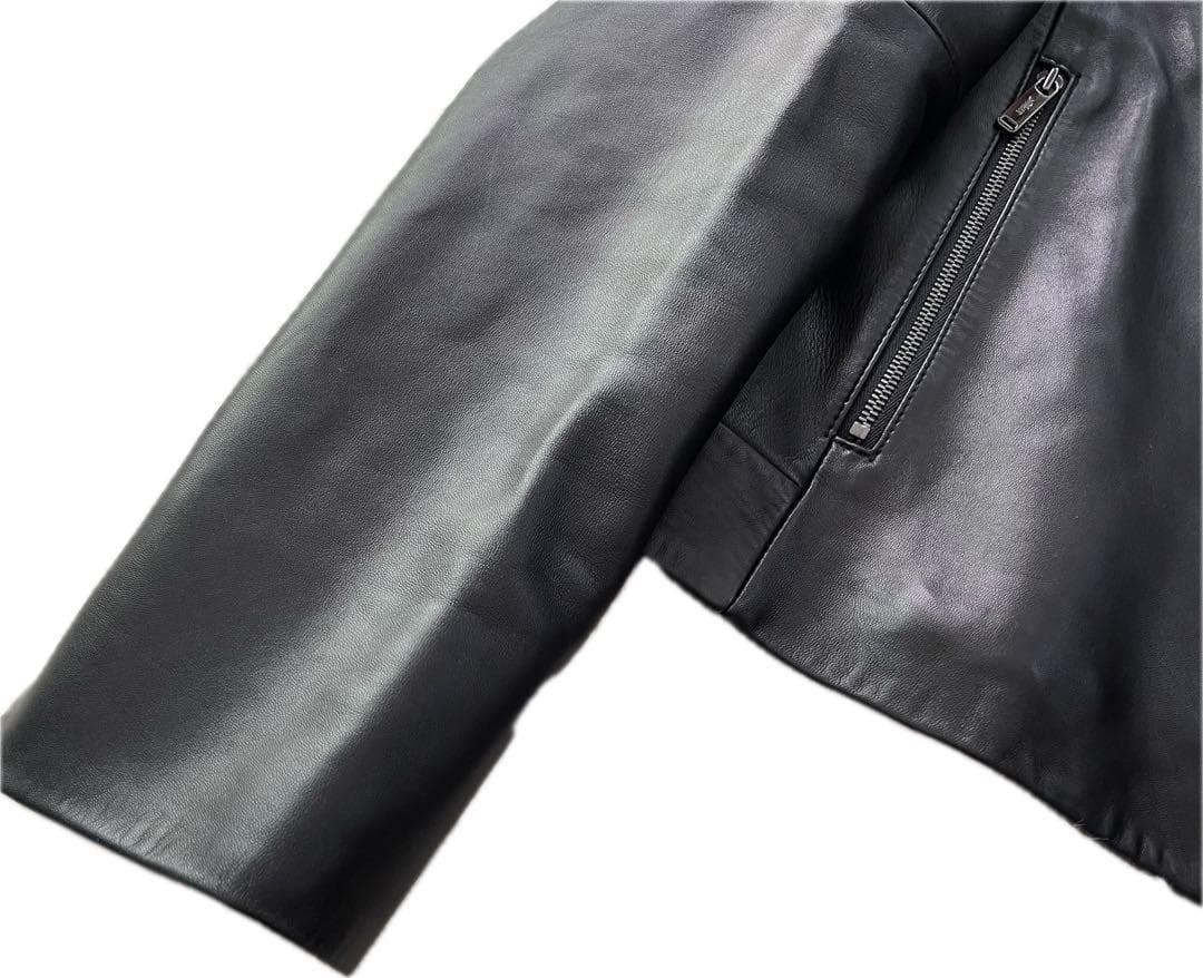 マッキントッシュロンドン 羊革　ノーカラー　ライダースジャケット 黒　38