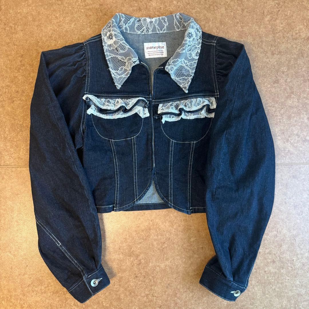 monepine レースドッキングデザインデニムジャケット かきぶちももの