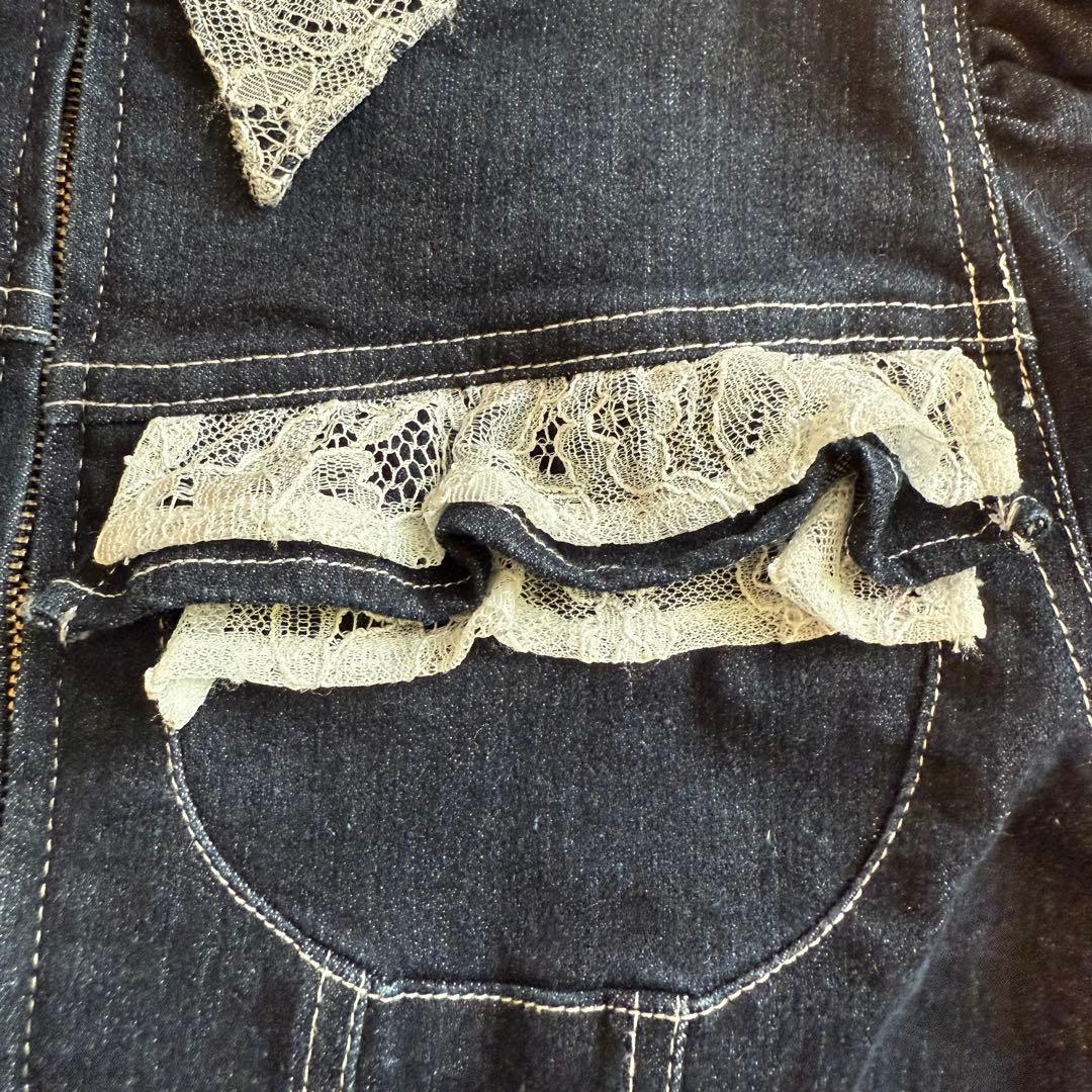 monepine レースドッキングデザインデニムジャケット かきぶちももの
