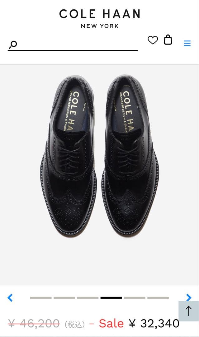【数回使用程度】コールハーン ウイングチップ 黒 US8.5 定価46200円