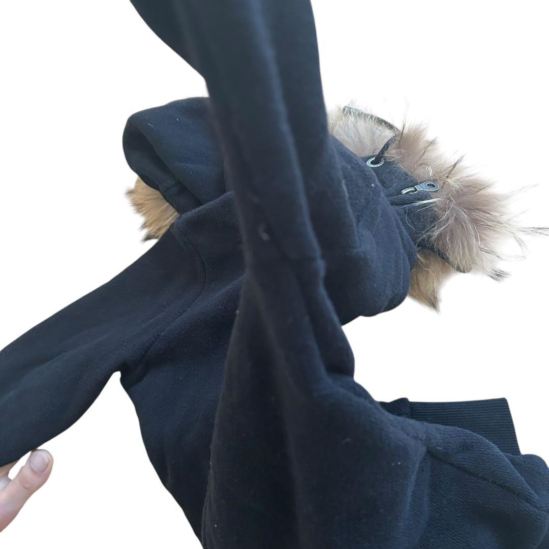 【美品】 バーバリーブルーレーベル ラクーンファー パーカー ホースロゴ M 黒