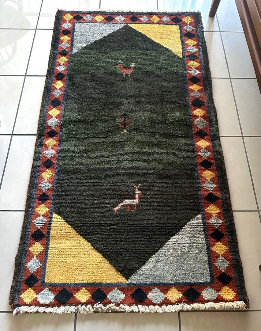 135×73 ヴィンテージラグ　　手織ラグ　ギャッベ