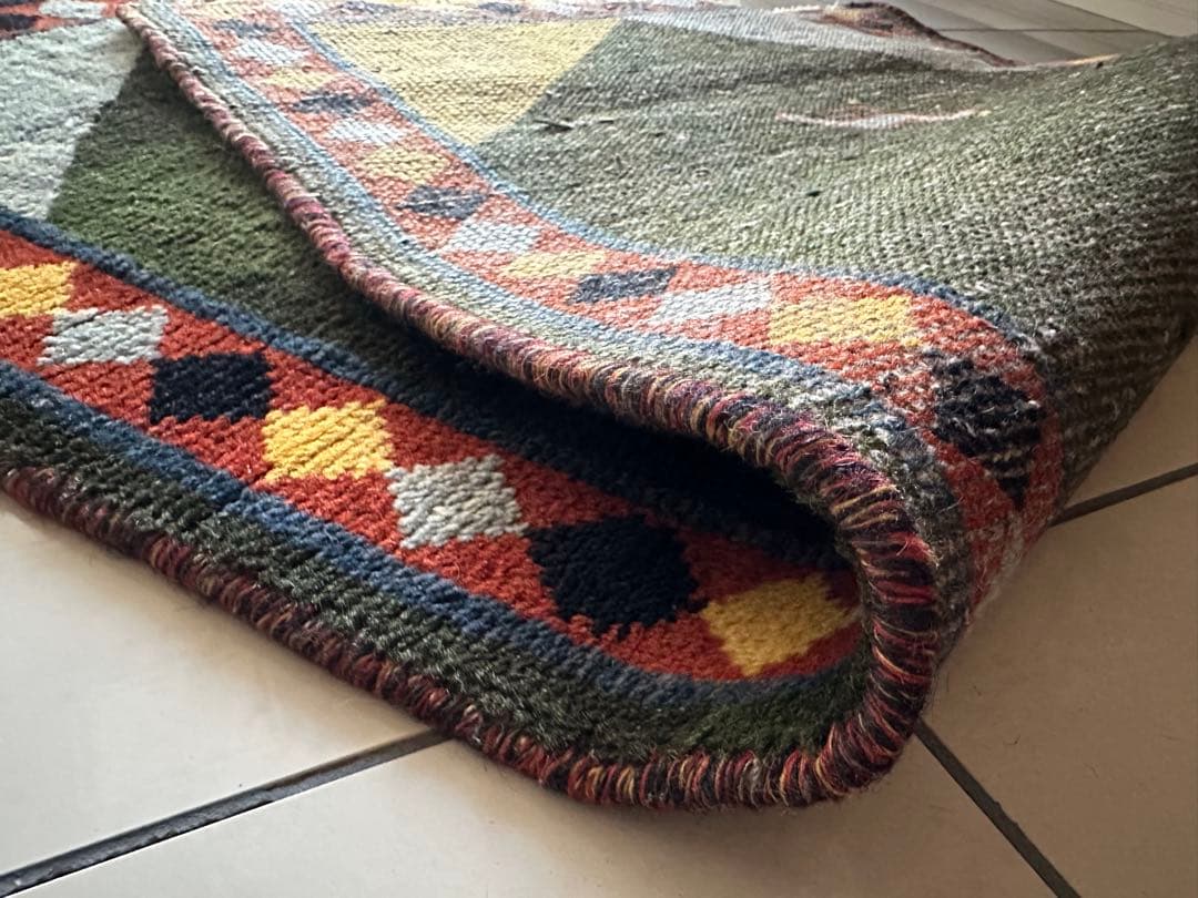 135×73 ヴィンテージラグ　　手織ラグ　ギャッベ