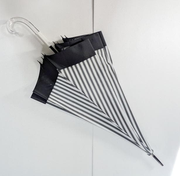 サンバリア100 日傘 正規品 白黒ストライプ クリア手元 完全遮光