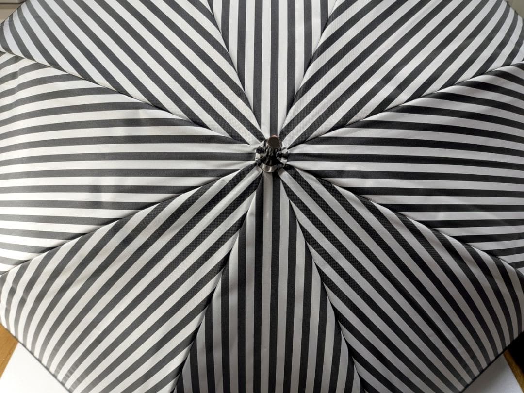 サンバリア100 日傘 正規品 白黒ストライプ クリア手元 完全遮光